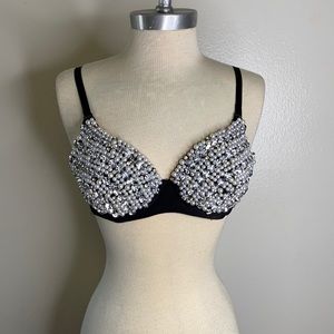 Beaded Black Bra S